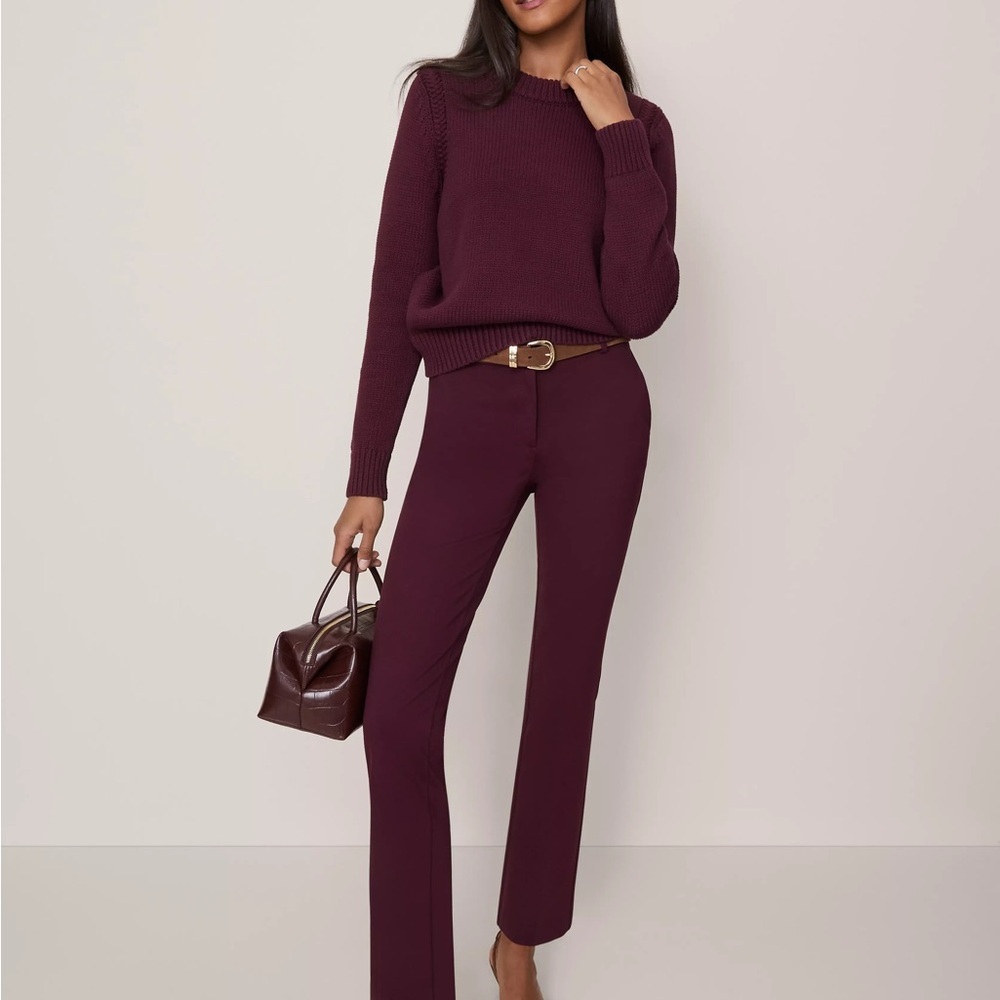 NWT High-Rise Slim Petite Ann Taylor Straight Pants in Deep Burgundy​